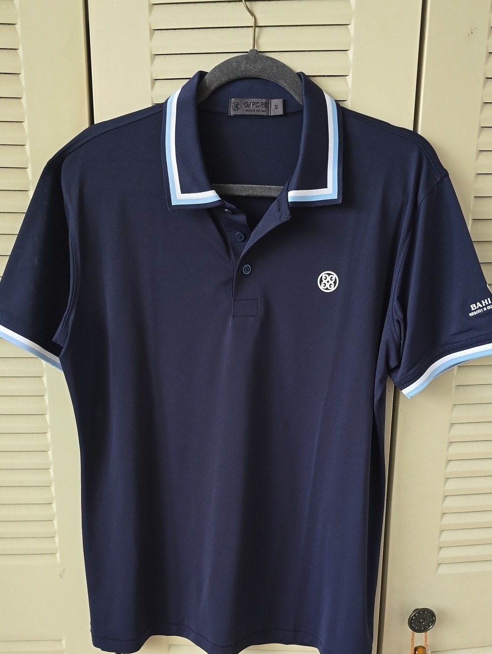 G/FORE Navy Polo with Light Blue & White Trim